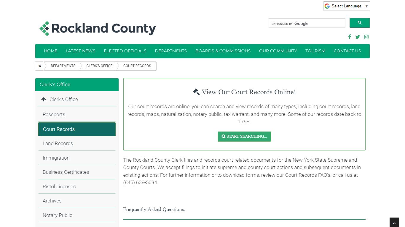 County of Rockland, New York :: Court Records
