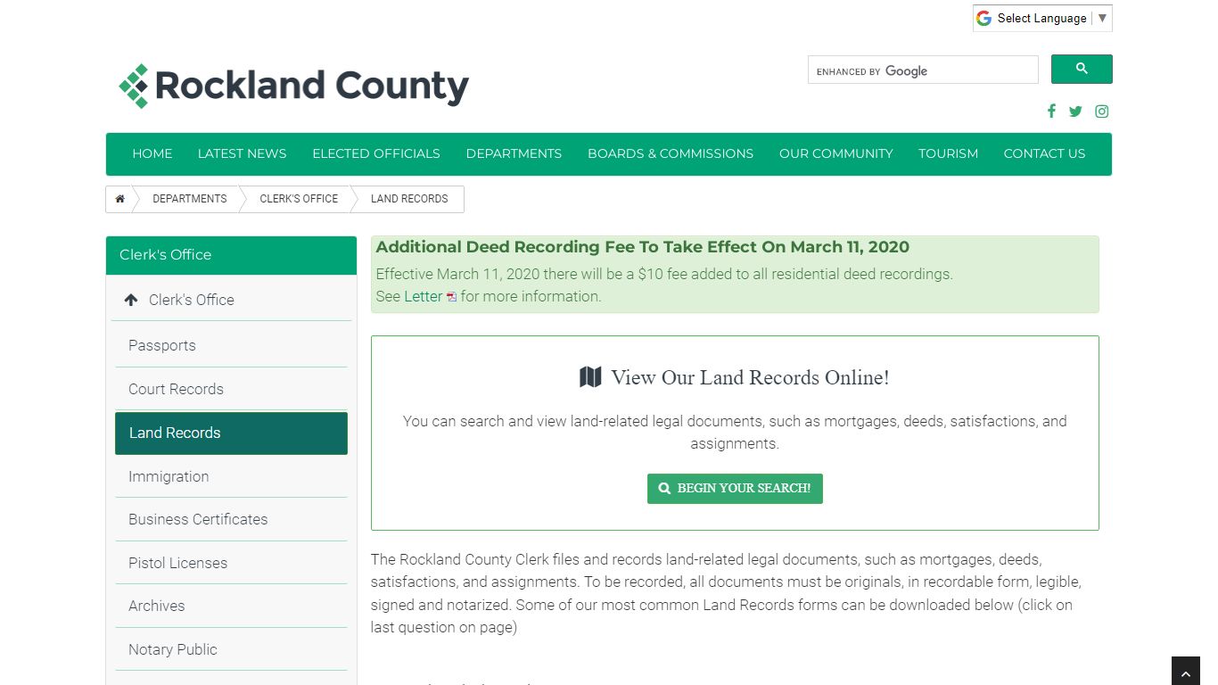 County of Rockland, New York :: Land Records